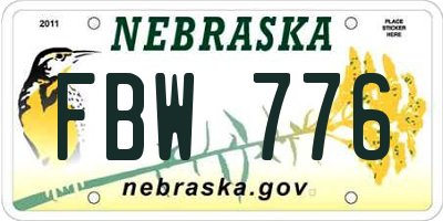 NE license plate FBW776