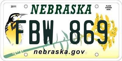 NE license plate FBW869