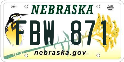 NE license plate FBW871