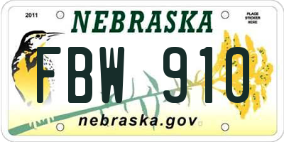 NE license plate FBW910