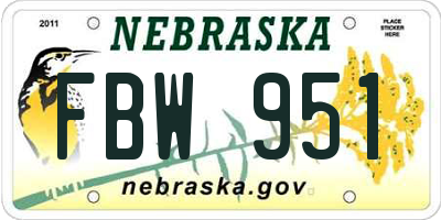 NE license plate FBW951