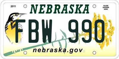 NE license plate FBW990