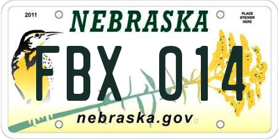 NE license plate FBX014