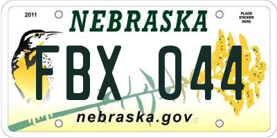 NE license plate FBX044