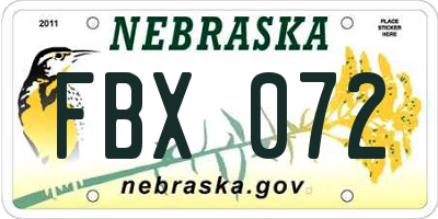NE license plate FBX072