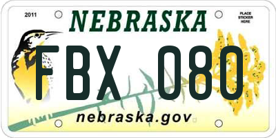 NE license plate FBX080