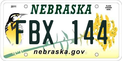 NE license plate FBX144