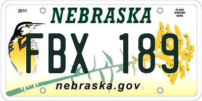 NE license plate FBX189