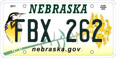 NE license plate FBX262