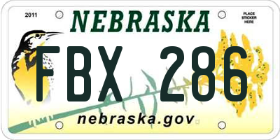 NE license plate FBX286