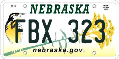 NE license plate FBX323