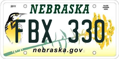 NE license plate FBX330