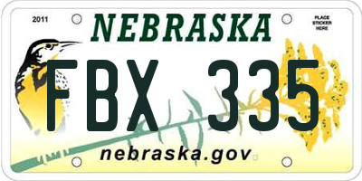 NE license plate FBX335