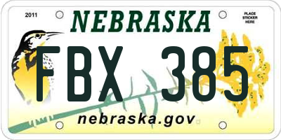 NE license plate FBX385