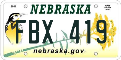 NE license plate FBX419