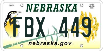 NE license plate FBX449