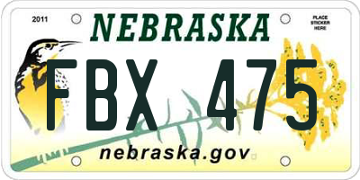 NE license plate FBX475