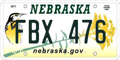NE license plate FBX476