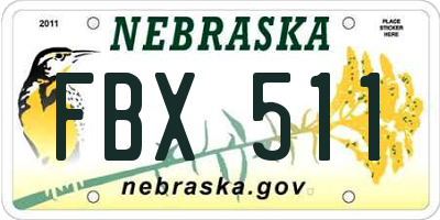 NE license plate FBX511