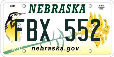 NE license plate FBX552