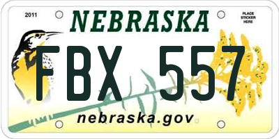 NE license plate FBX557