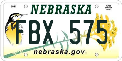 NE license plate FBX575