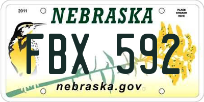 NE license plate FBX592