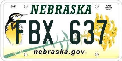 NE license plate FBX637