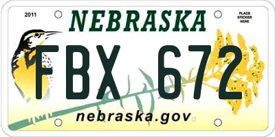 NE license plate FBX672