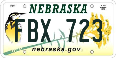 NE license plate FBX723