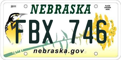 NE license plate FBX746