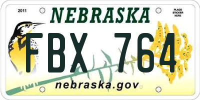 NE license plate FBX764