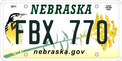 NE license plate FBX770