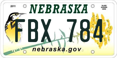NE license plate FBX784