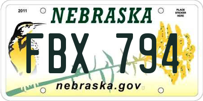 NE license plate FBX794
