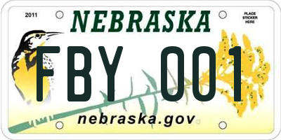 NE license plate FBY001