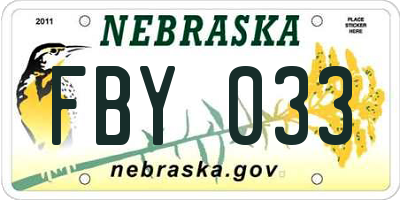 NE license plate FBY033