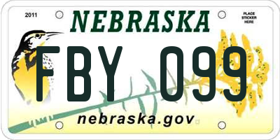 NE license plate FBY099