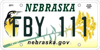 NE license plate FBY111
