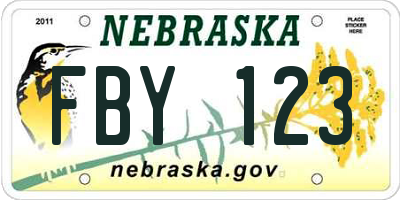 NE license plate FBY123