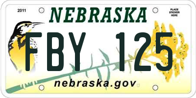 NE license plate FBY125
