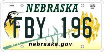 NE license plate FBY196