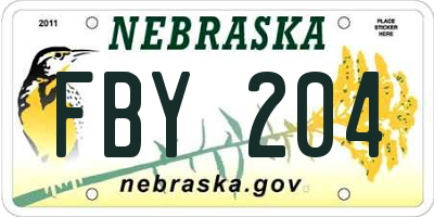 NE license plate FBY204