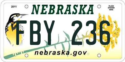 NE license plate FBY236