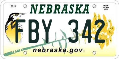 NE license plate FBY342