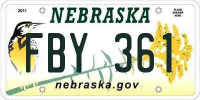 NE license plate FBY361