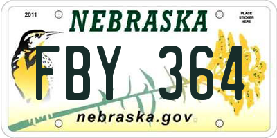 NE license plate FBY364