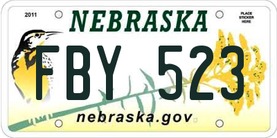 NE license plate FBY523