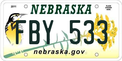 NE license plate FBY533
