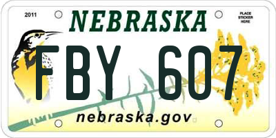 NE license plate FBY607
